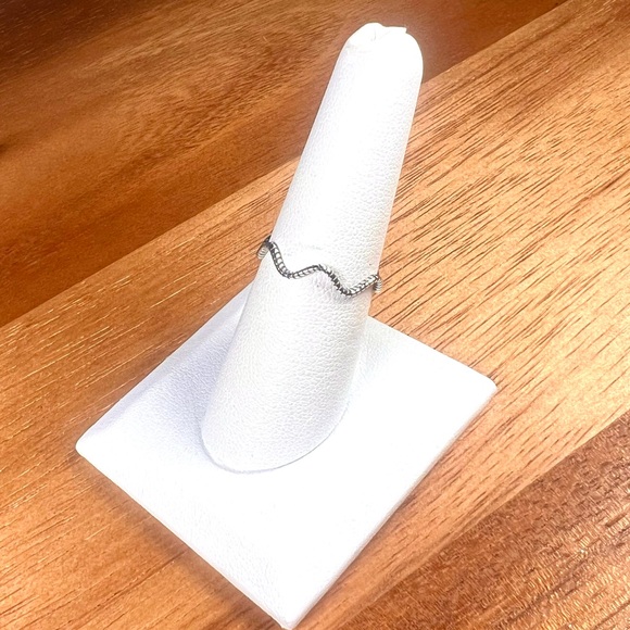 Silver Wavy Ring 925 Sterling Silver, Stacking Ring - Picture 3 of 5